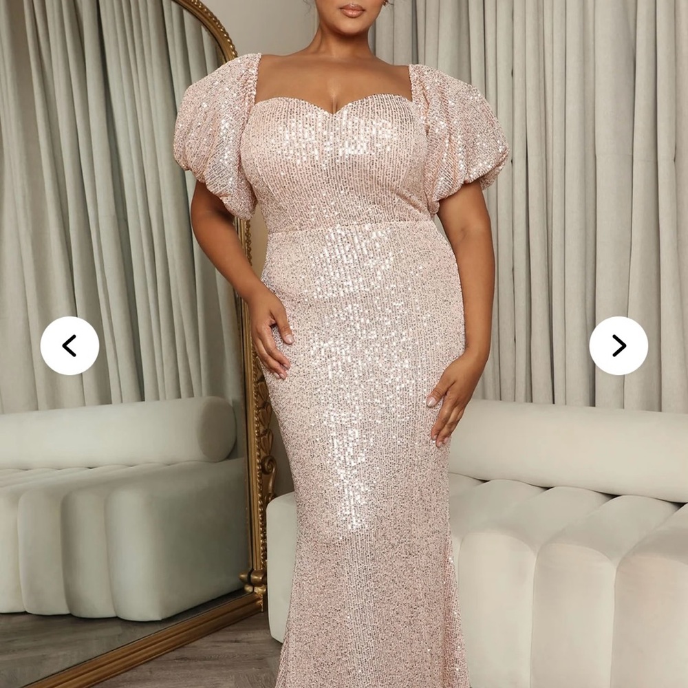Elegant Pink Sequin Evening Gown